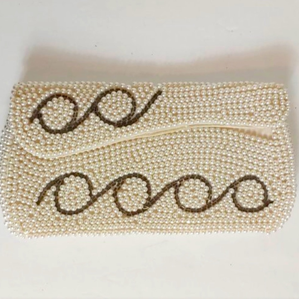Vintage 50s 60s Bon Soir Bead Pearl
Bag Midcentury